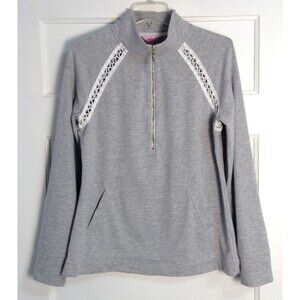 Lilly Pulitzer Skipper UPF 50 Sweatshirt M Popover Gray Half Zip Pullover Preppy